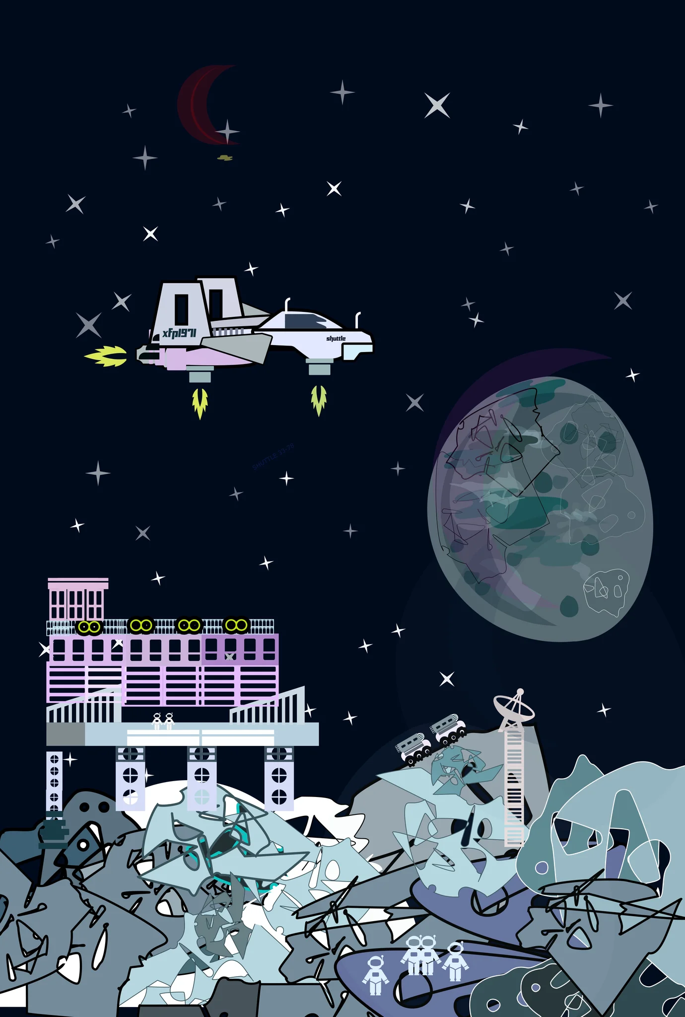 #5 Shuttle Landing Moon Outpost 