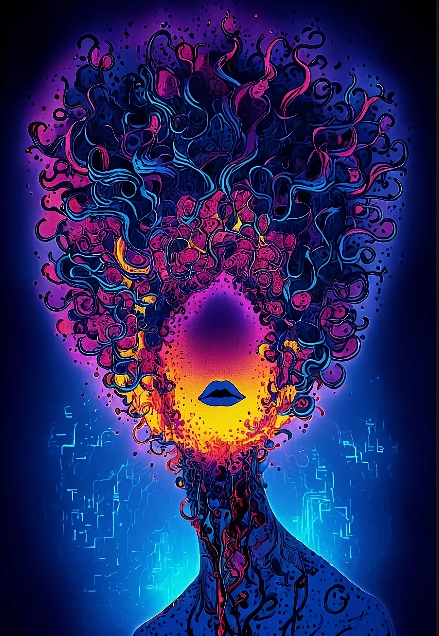 Neon Faceless Queen