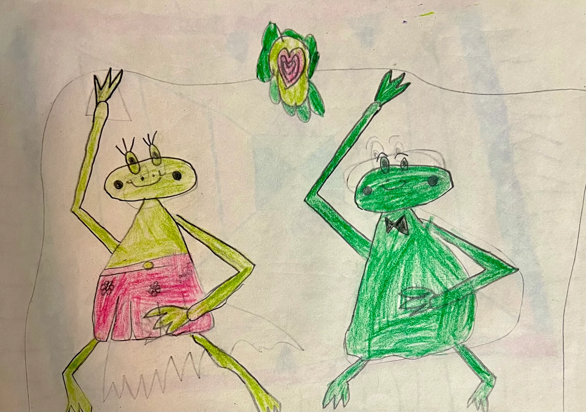 Green frog friends 