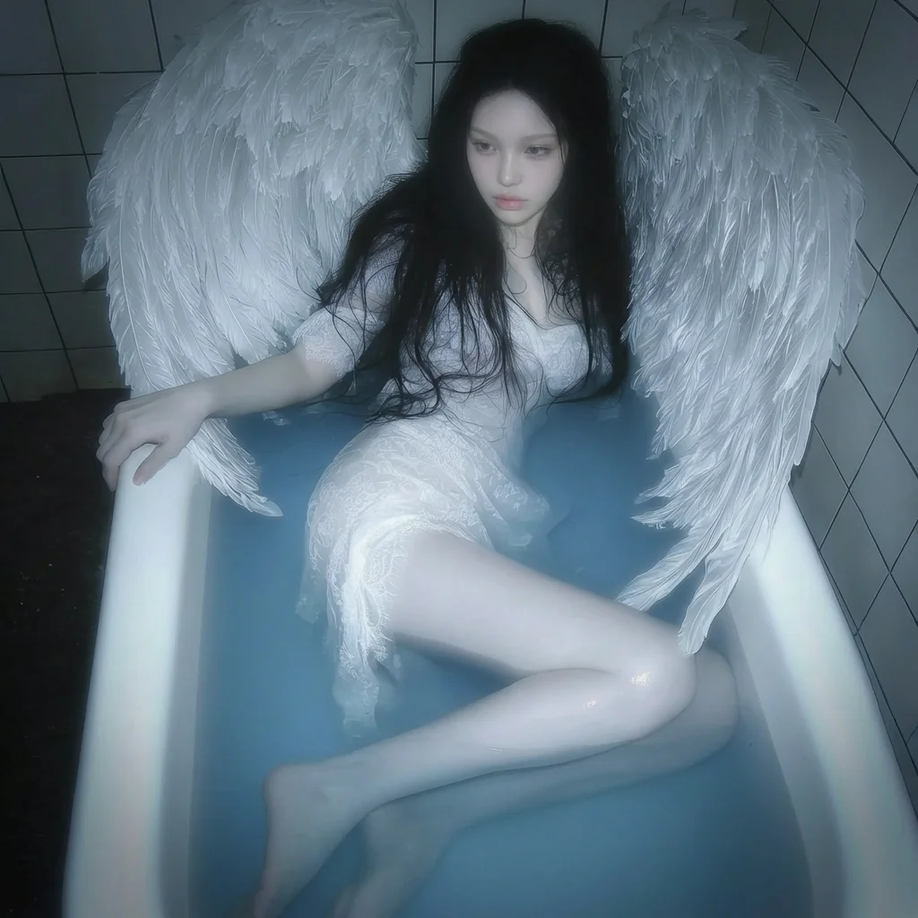 an angel in a bathtub
