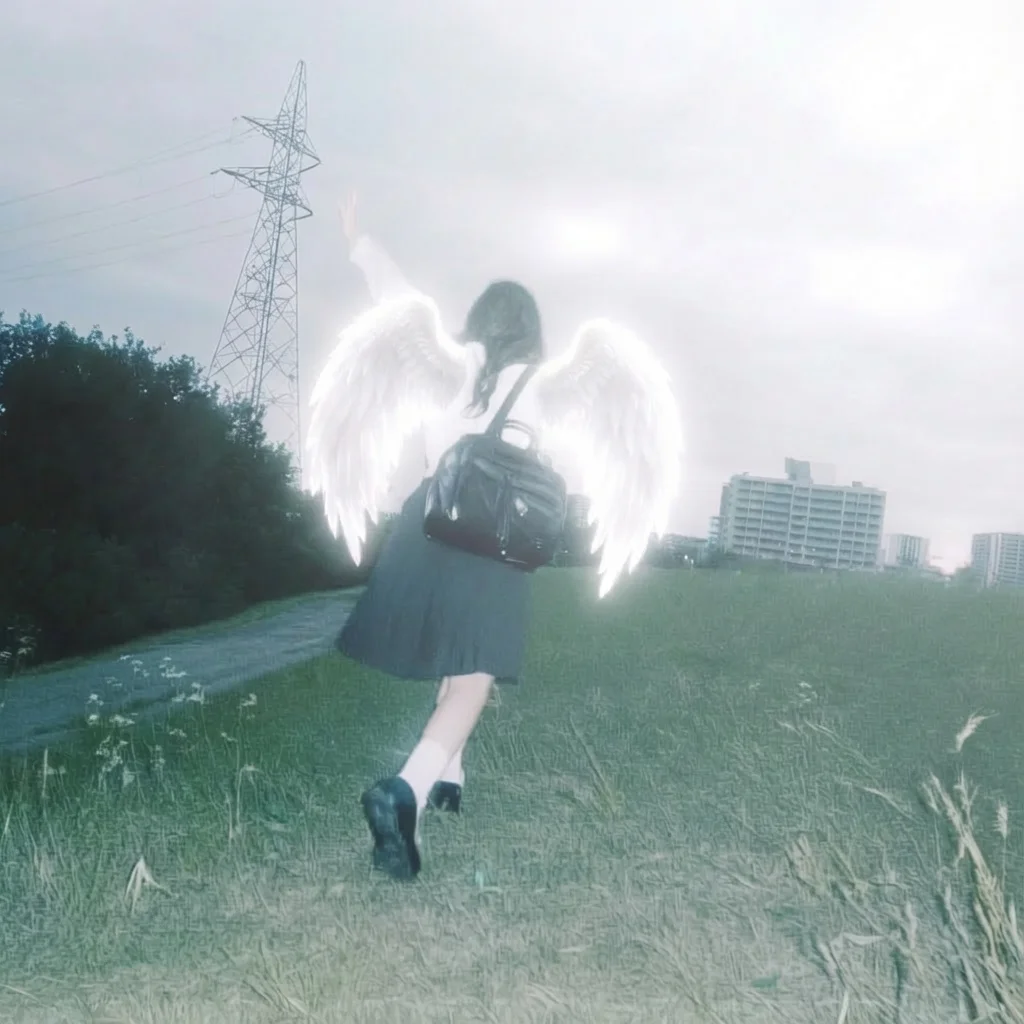 an angel on the grass