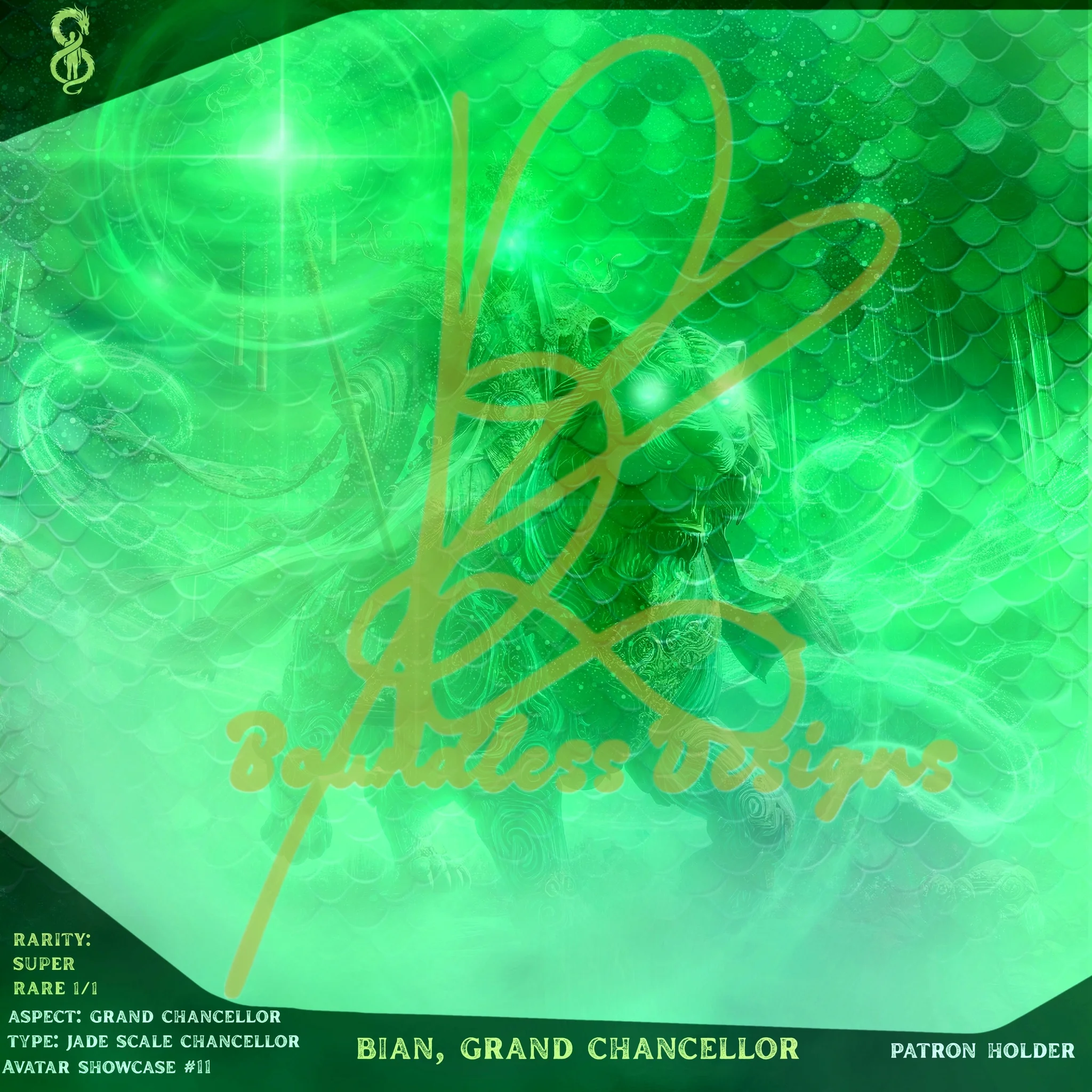 AVATAR SHOWCASE #11 BIAN, GRAND CHANCELLOR 1/1 SIGNED (UNLOCKABLE CONTENT NO SIGNATURE VARIANT)
