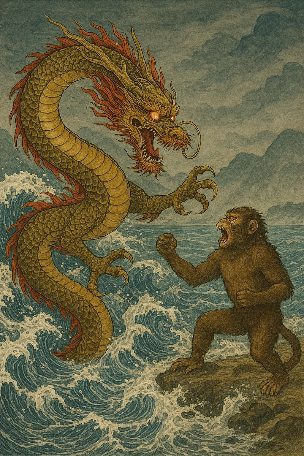 Dargon clash with monkey