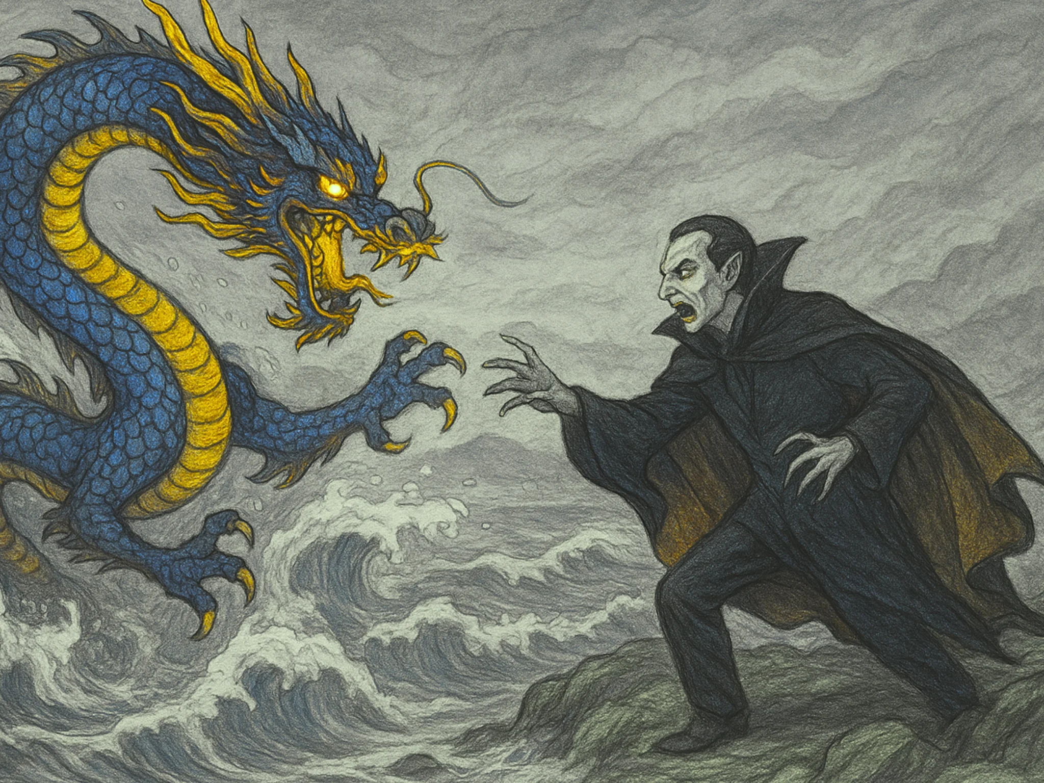 Dragon clash with vampire