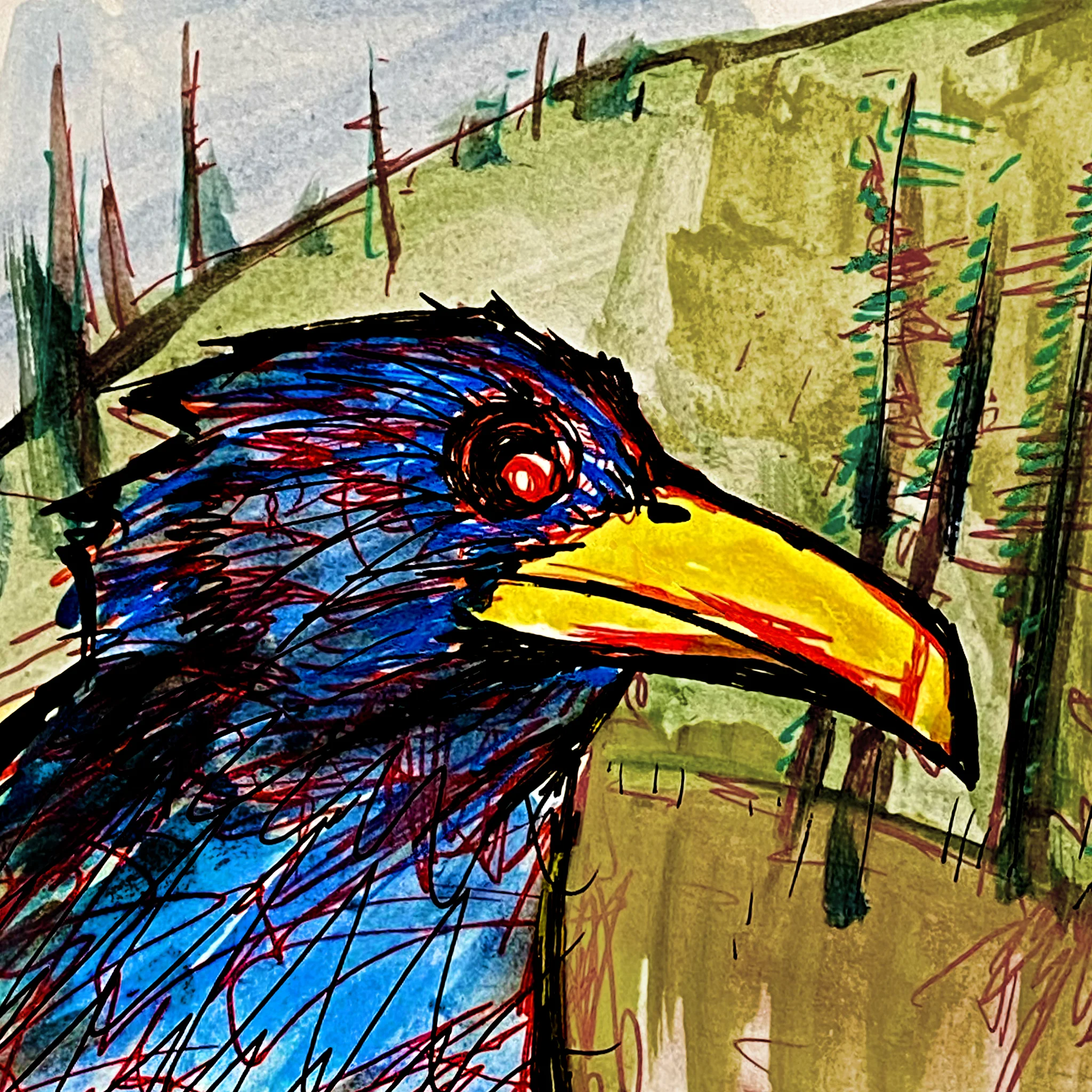 Black Bird Yellow Beak #2