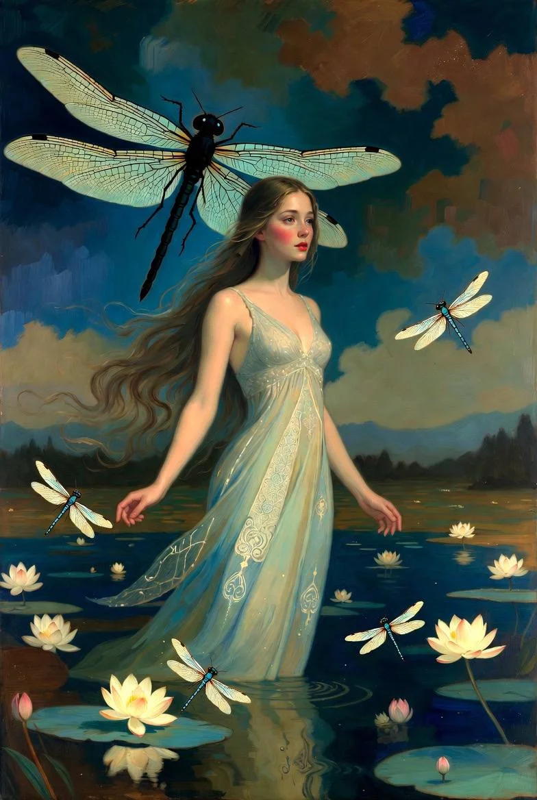 The girl and the dragonflies