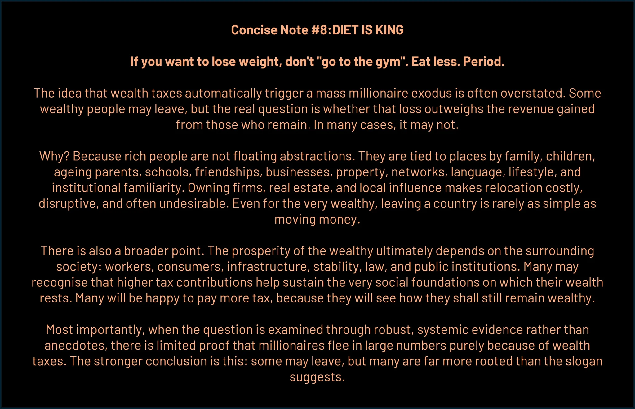 Concise Note #8: Diet is King