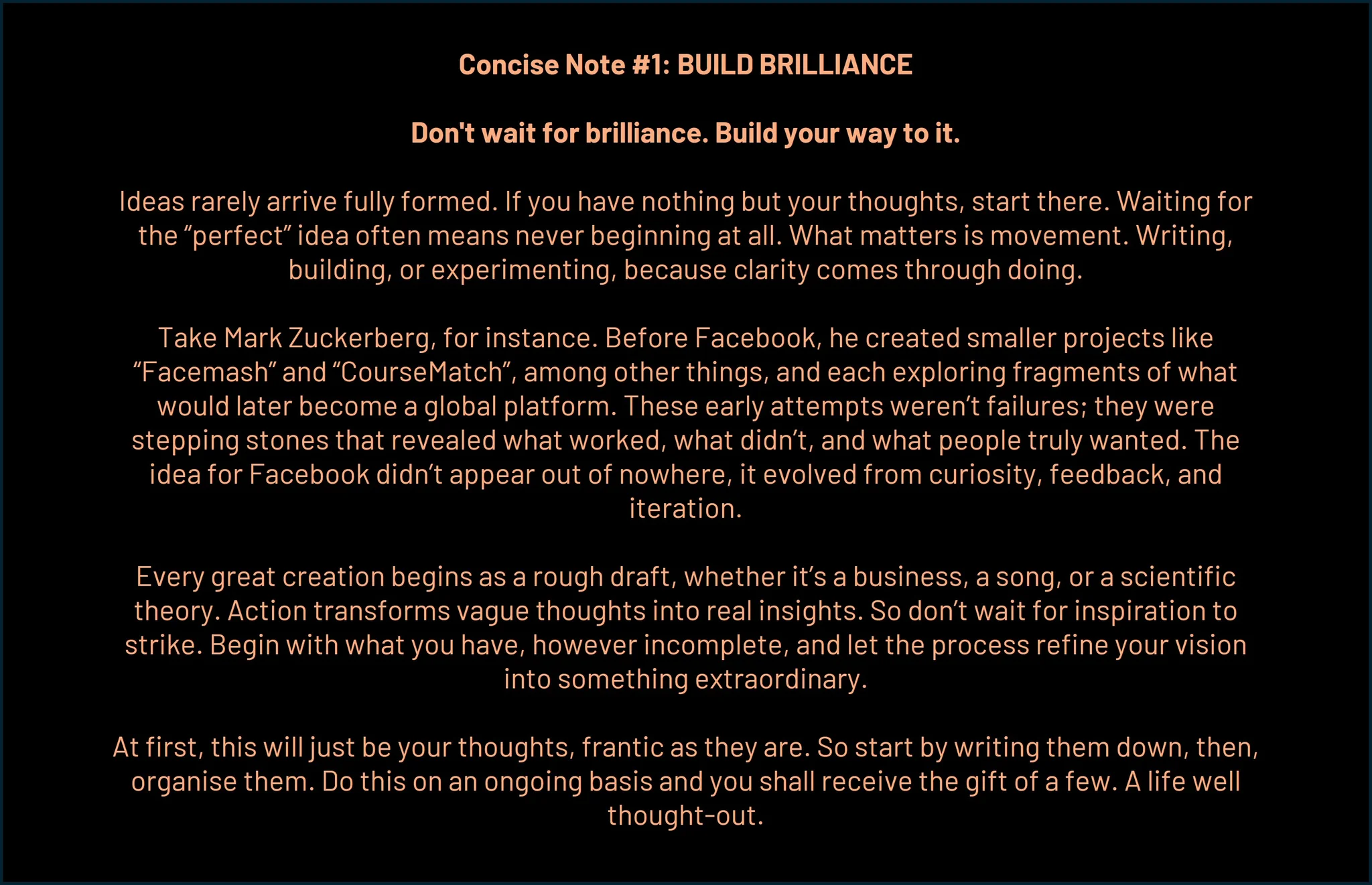 Concise Note #1: Build Brilliance