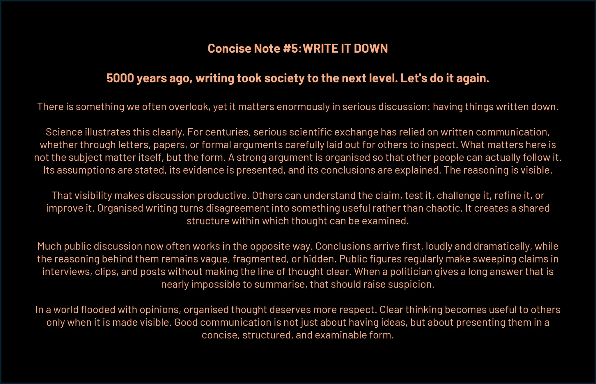 Concise Note #5: Write it Down