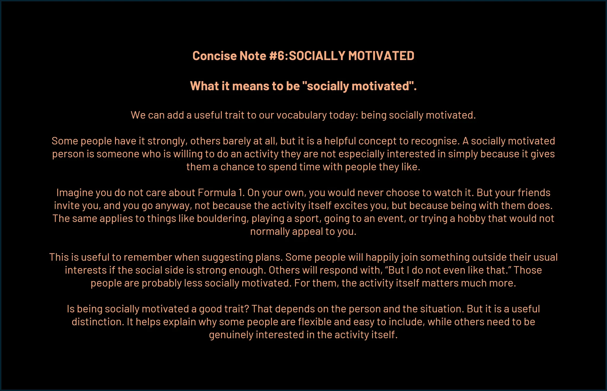 Concise Note #6: Socially Motivated