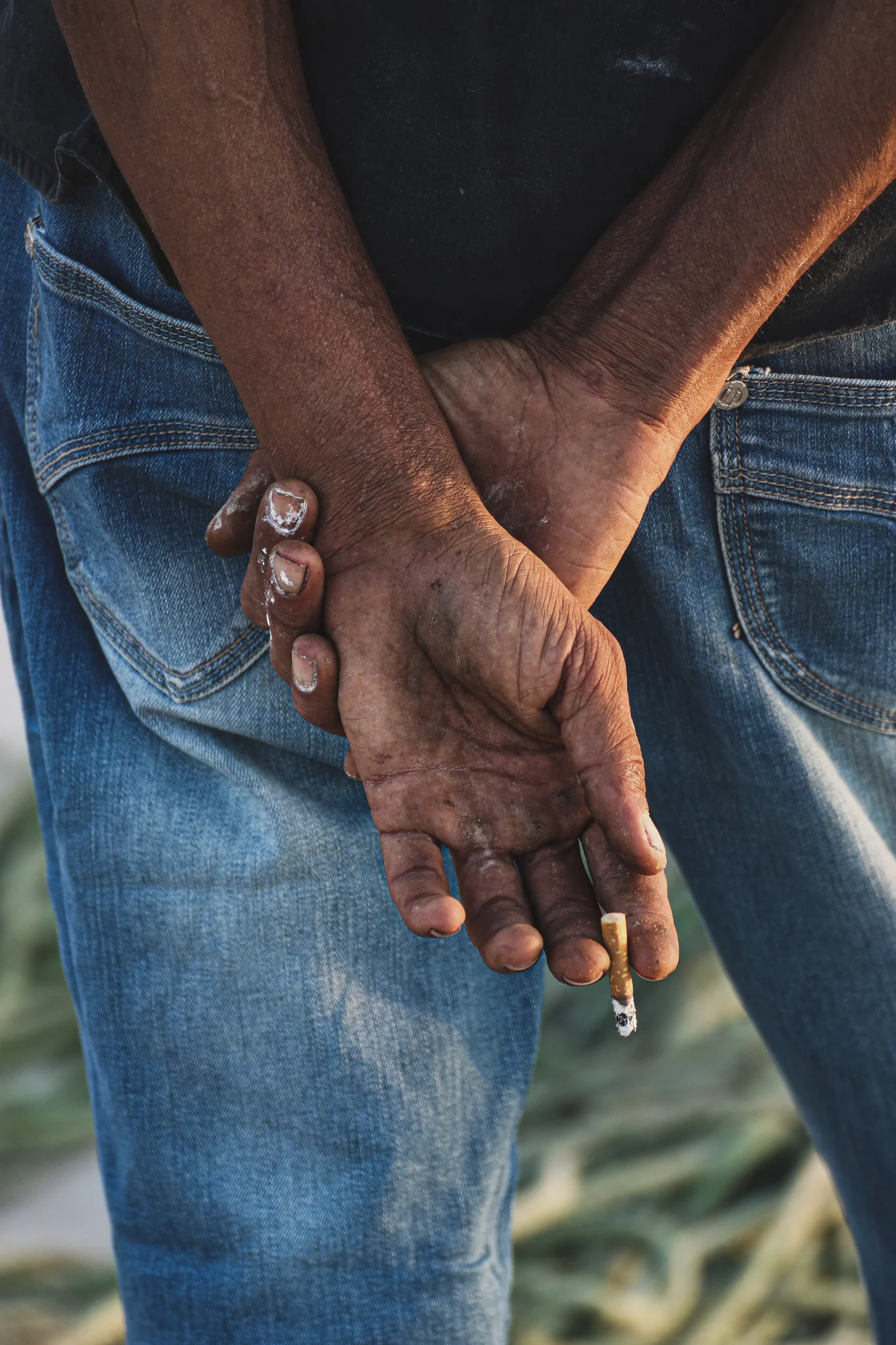 The hands of a ship worker